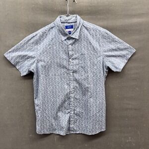 Apt. 9 Shirt Mens Large Blue White Geometric Short Sleeve Button Up Casual